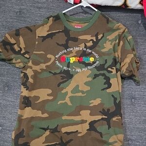 Supreme Kids Green Camouflage Tee